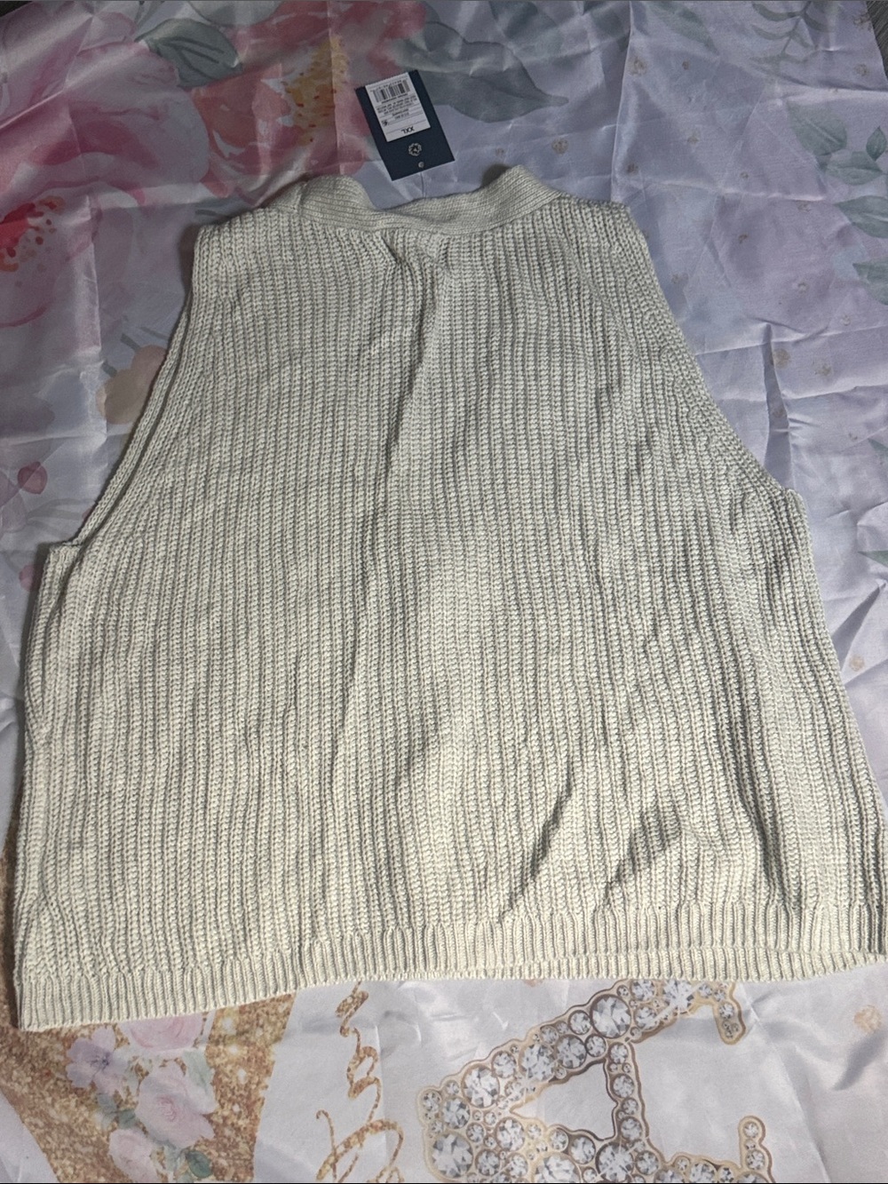 Universal Thread Cream Ribbed Button-Front Knit Vest - Picture 5 of 5